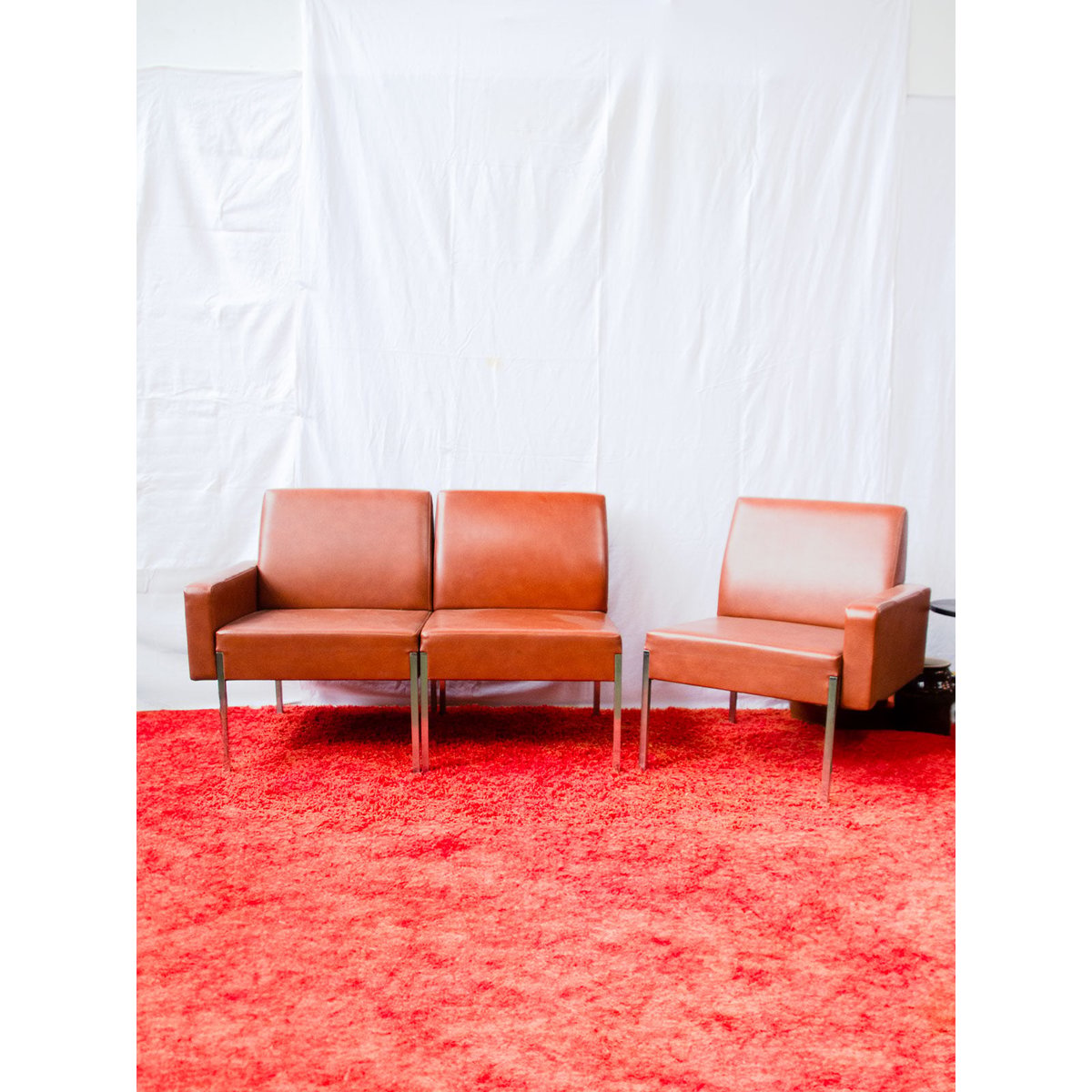 Banquette en skaï marron Clara N°156 - Bon état marron, DEBONGOUT