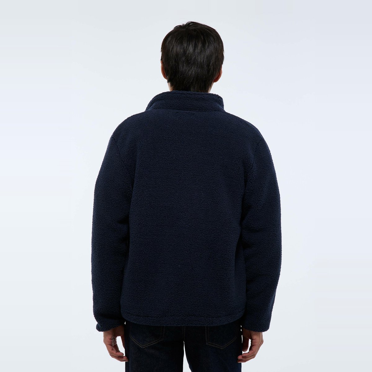 Veste sherpa manches longues zippée marine, MONOPRIX