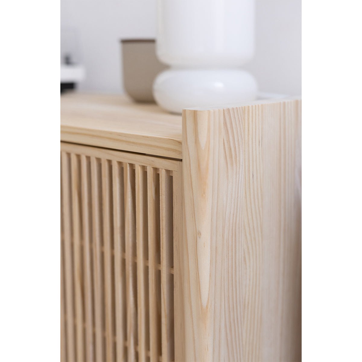Meuble TV en pin massif non verni MENDIA PETIT bois clair, NAAN FURNITURE