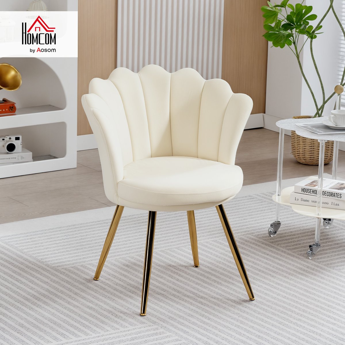Accent Chair Velours 100 % polyester Beige beige, HOMCOM