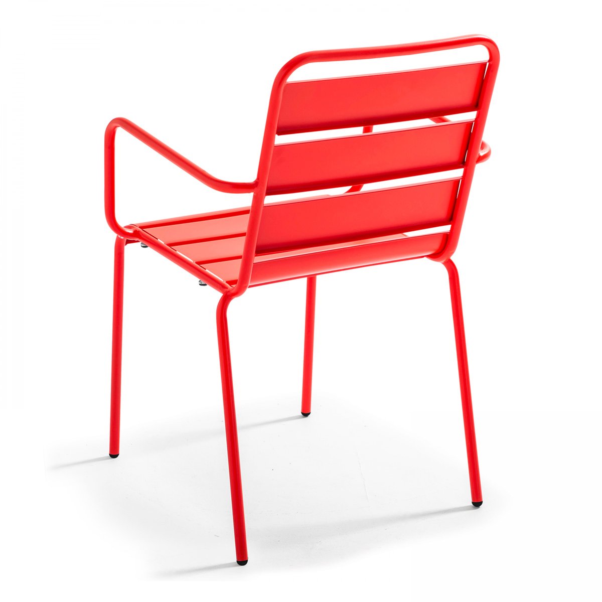 Salon de jardin table carrée et 8 fauteuils en métal, PALAVAS rouge, OVIALA