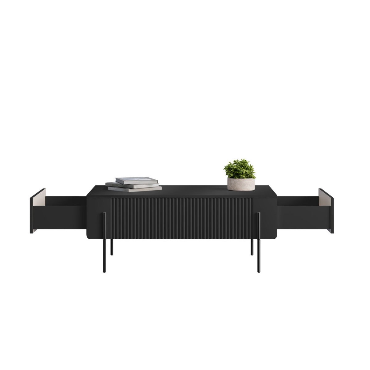 Table basse rectangulaire en panneaux de particules et MDF, MATHILDE noir, BOBOCHIC