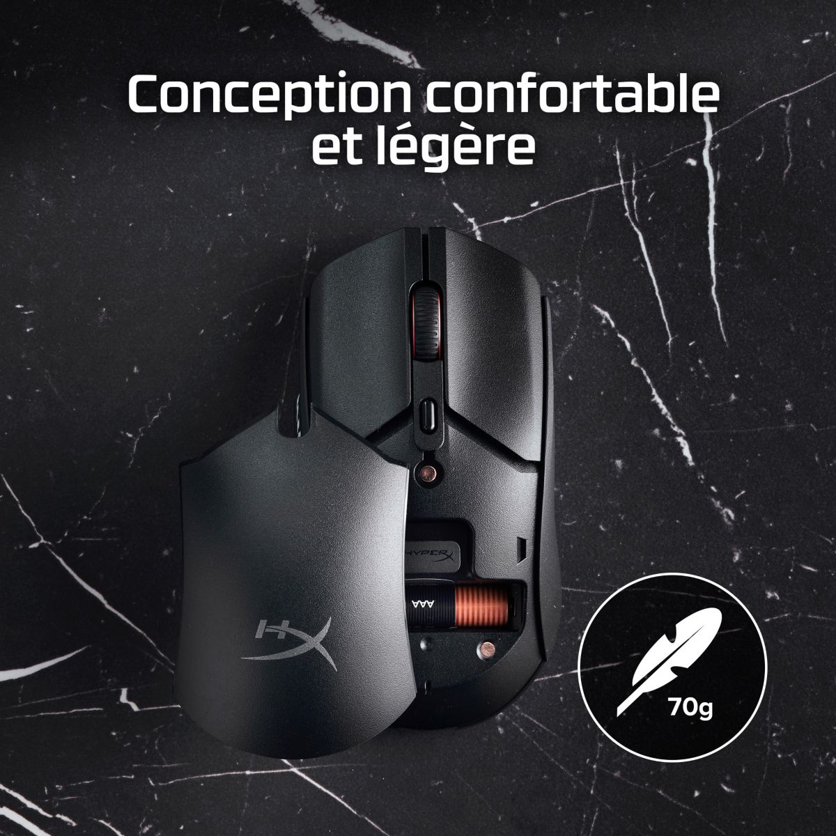 Souris Gamer Sans Fil Pulsefire Haste 2 Core Noire couleur unique, HYPER