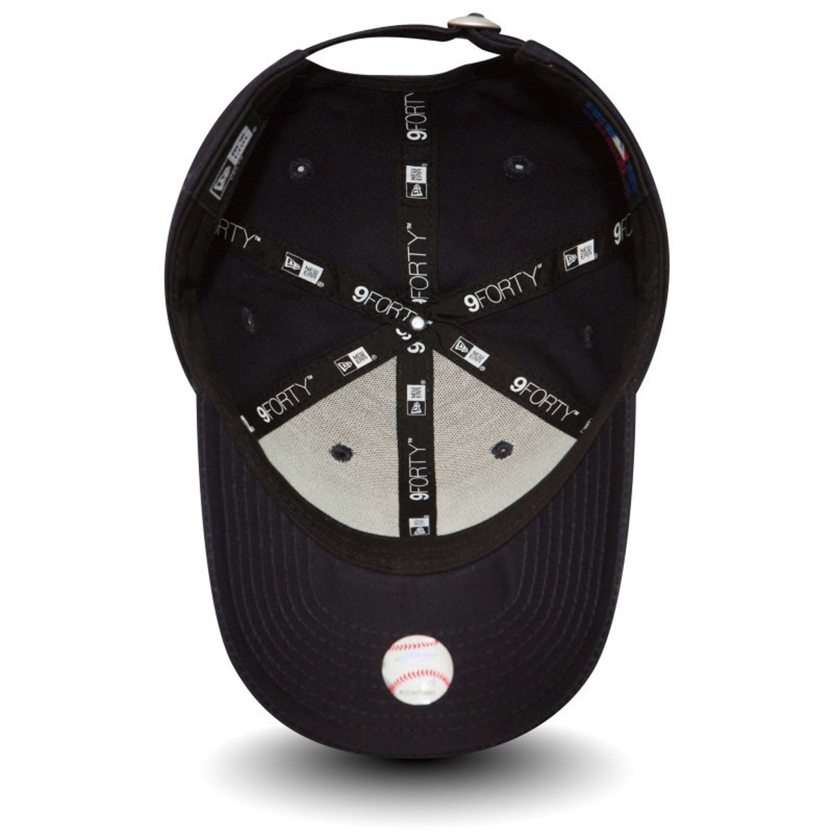 Casquette League Basic 9Forty en coton marine unie avec une coupe strapback et des inscriptions ""NY"" brodées marine, NEW ERA