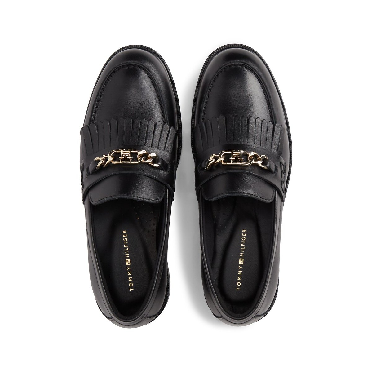 Mocasines de piel con flecos negro, TOMMY HILFIGER