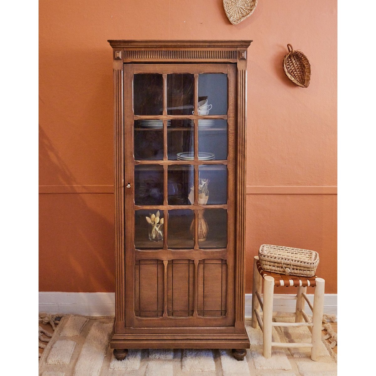 Vitrine en bois Victoria N°196 - Bon état bois foncé, DEBONGOUT