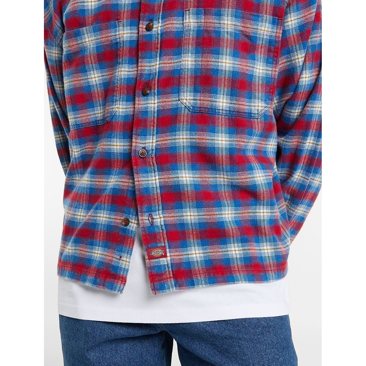 Chemise courte, en flanelle, JEROME rouge/bleu, DICKIES