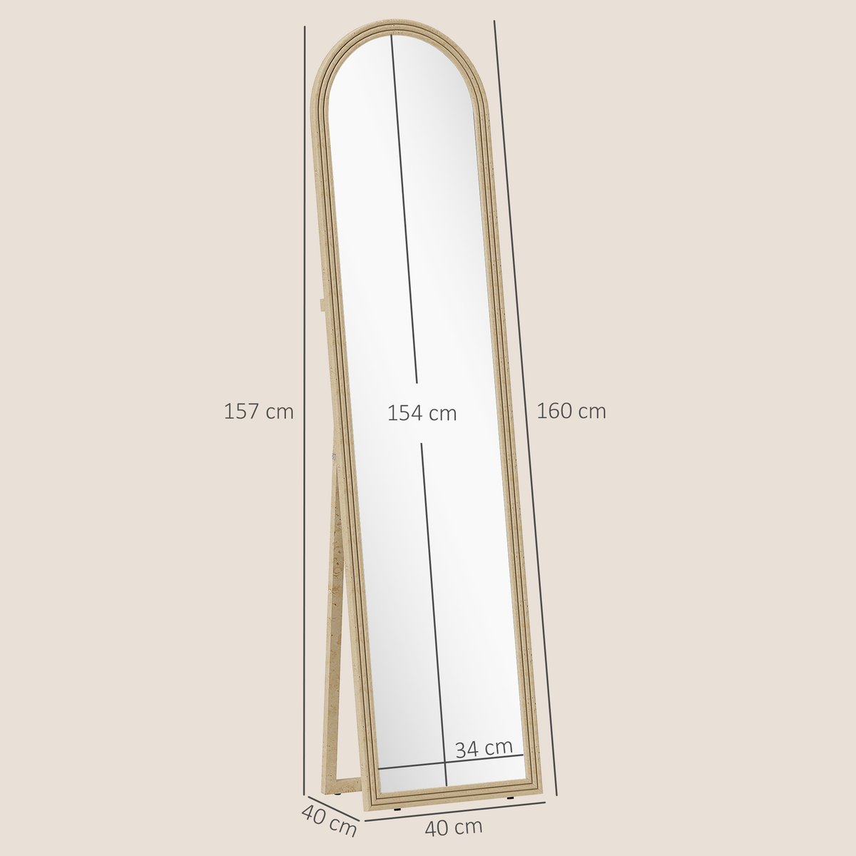 Miroir en pied PS Beige beige, HOMCOM