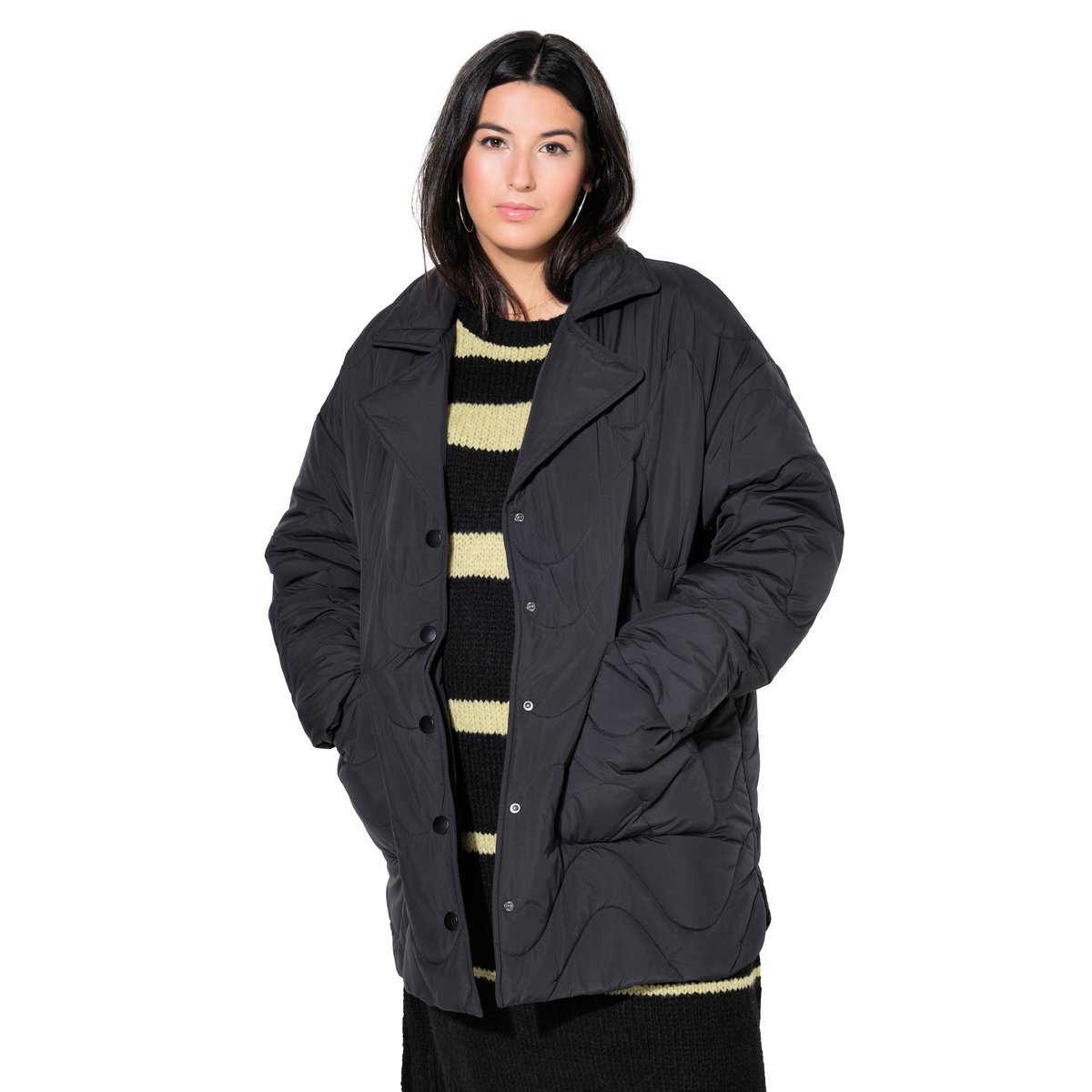 Veste surpiquée à matelassage ondulé noir, STUDIO UNTOLD