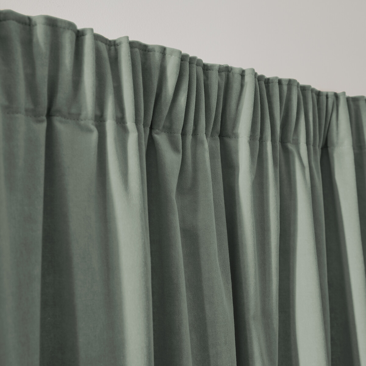 Velvet Curtain with Pencil Pleat and Wave grey-green, LA REDOUTE INTERIEURS