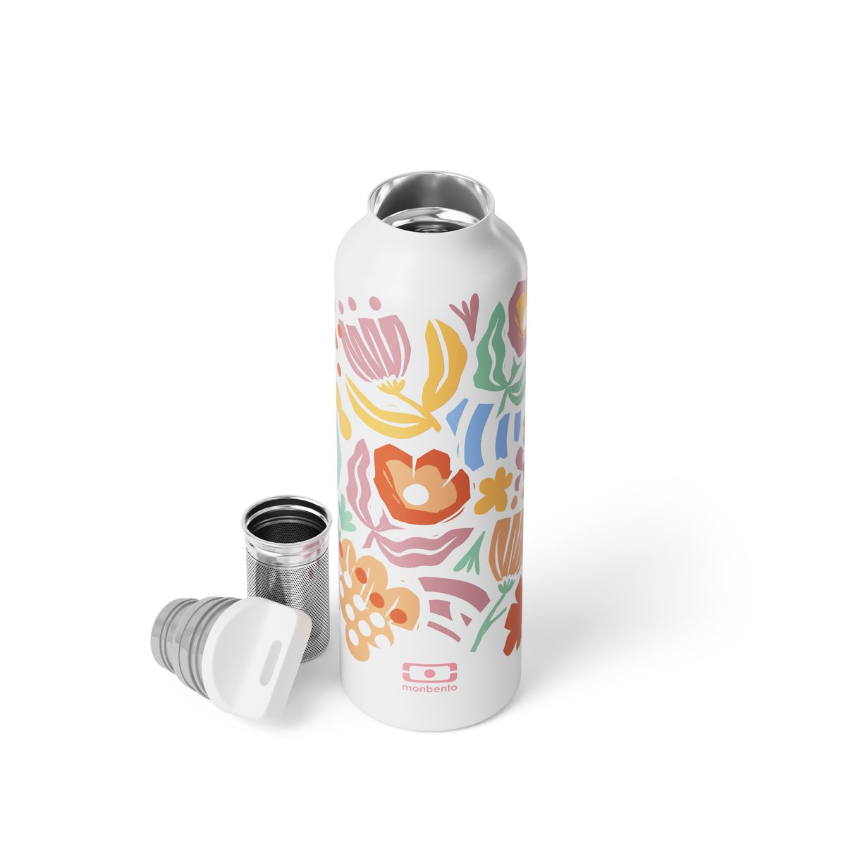 Bouteille isotherme avec infuseur 500ml, MB Steel blanc, MONBENTO