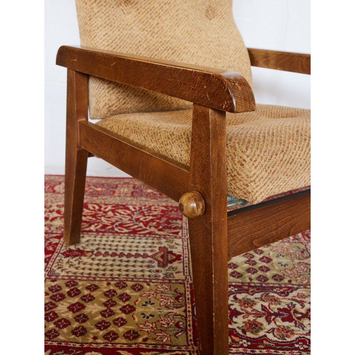 Fauteuil inclinable en bois Ernest N°1102 - Bon état bois foncé, DEBONGOUT
