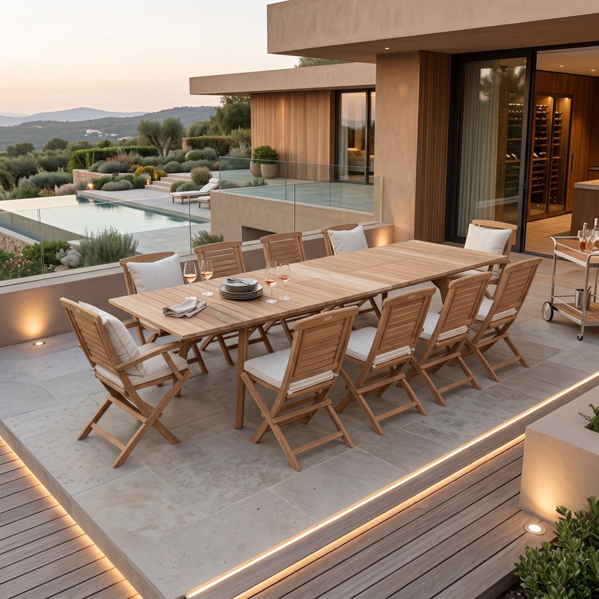 Salon de jardin en teck massif Eden, 10 places naturel, TECK ATTITUDE