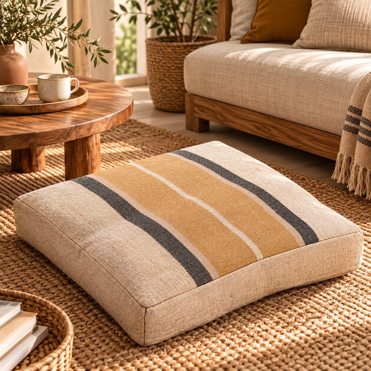 Coussin de sol Lueur Paisible sienne, EDEN