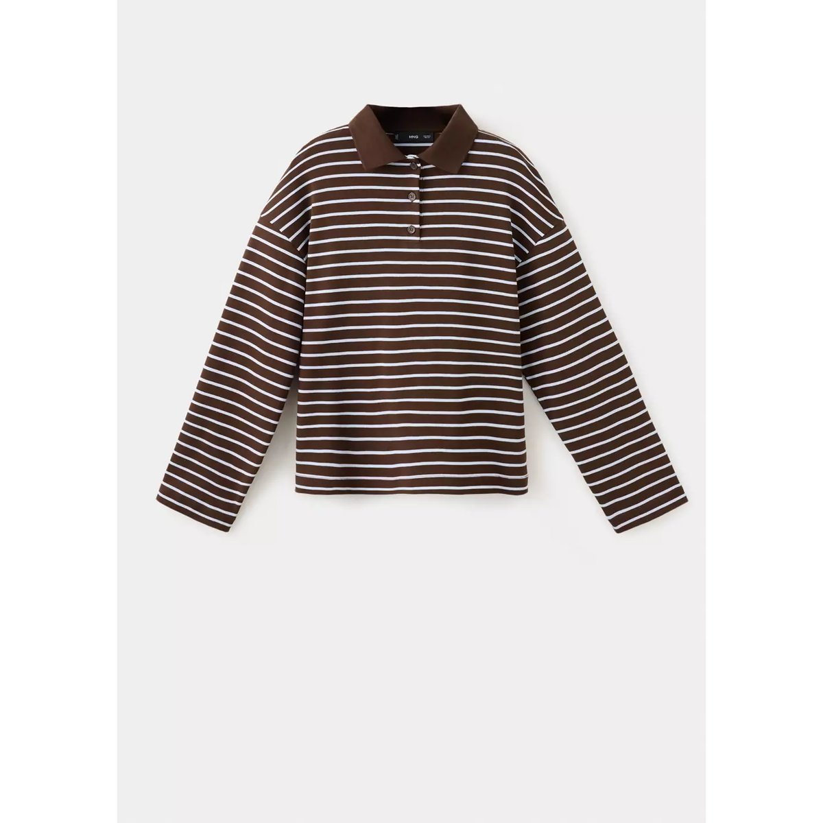 Polo coton rayures contrastantes marron, MANGO