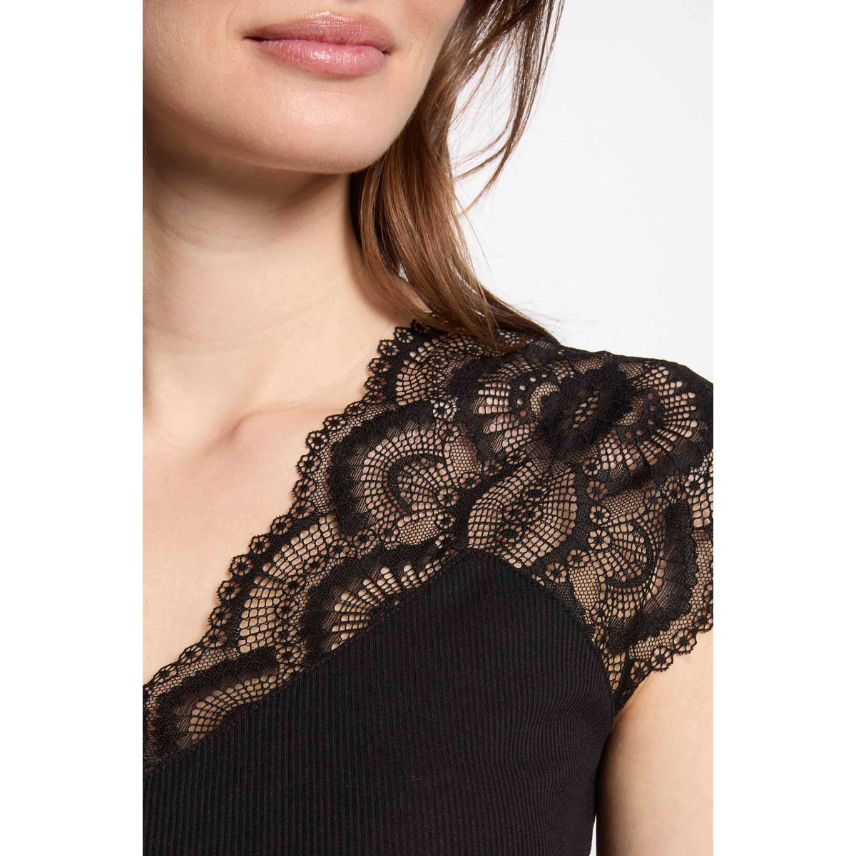 T-shirt manches courtes noir, MORGAN