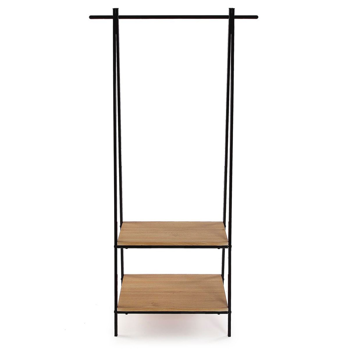 Portant vêtements bois et métal noir 75x45x150cm noir, VERSA