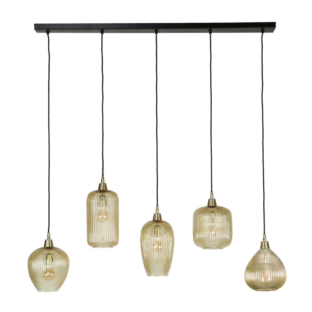 Suspension 5 globes en verre - AMBRE ambre, MATHI DESIGN