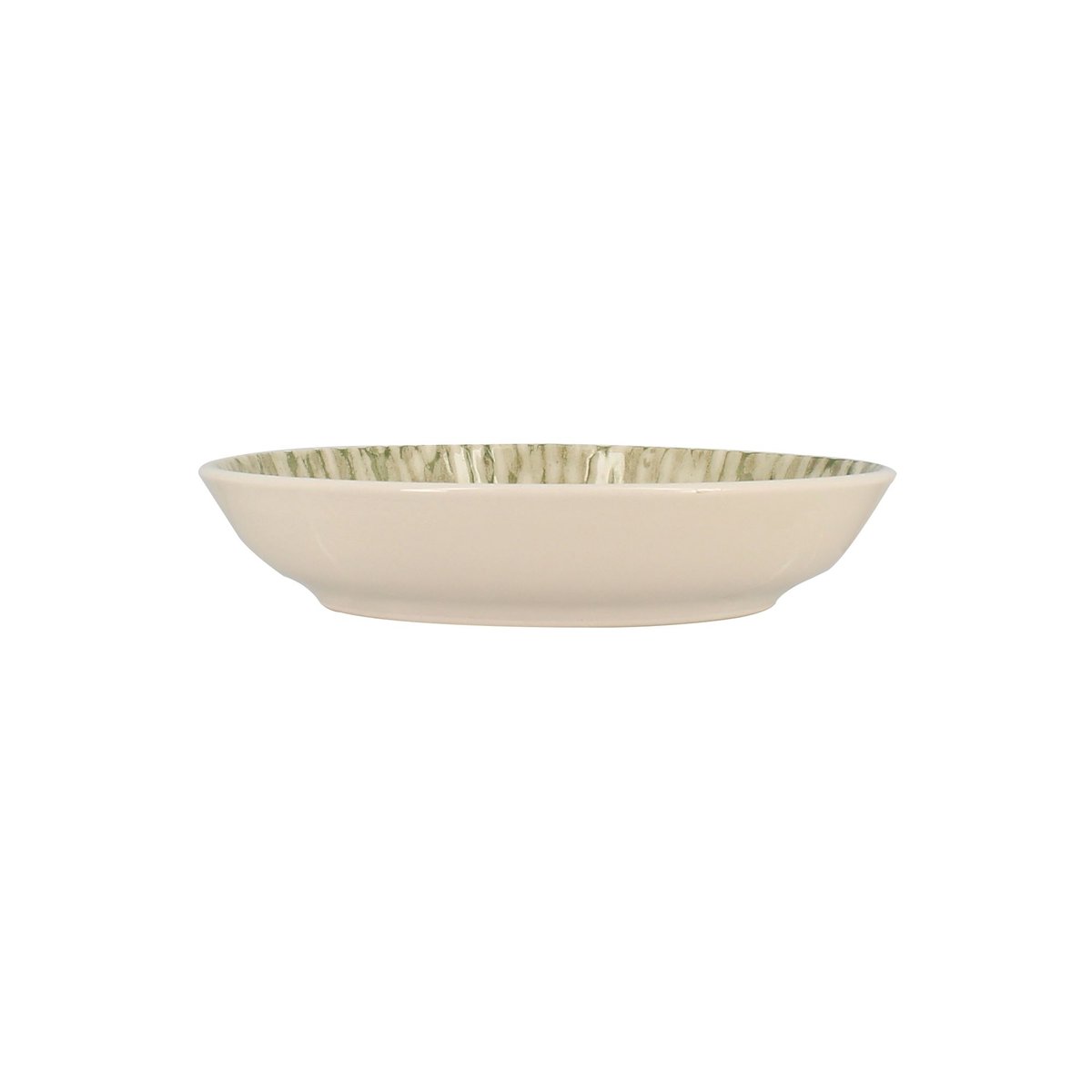 Lot de 6 assiettes creuses en grès 20,5cm, JADE beige-vert, NOVASTYL