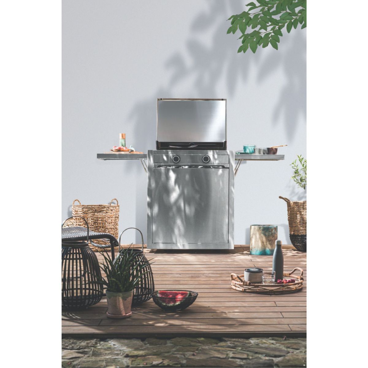 Chariot Plancha CH MIF 60 en inox fermé compatible plancha Modern 60 inox, FORGE ADOUR