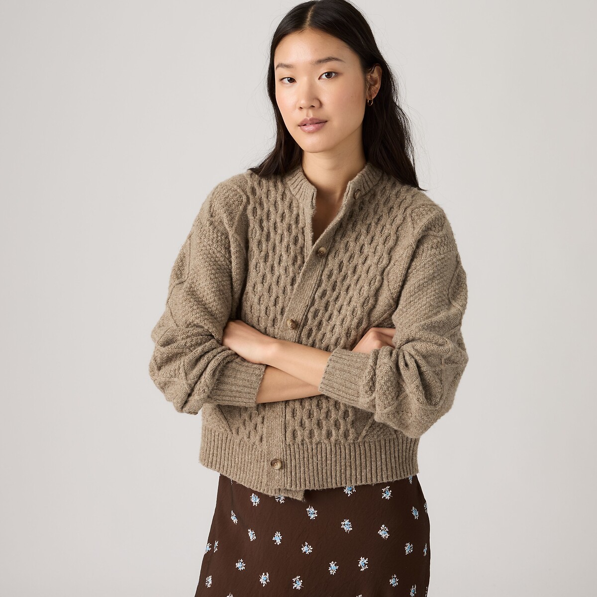 Gilet col rond CHARLOTTE marron beige, LEVI'S