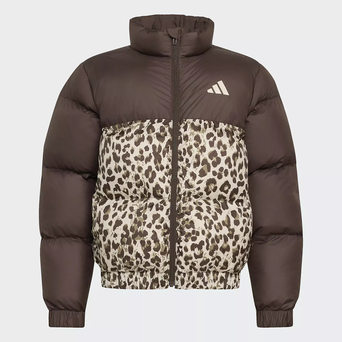 Daunenjacke ohne Kapuze, Leopardenmuster braun, ADIDAS SPORTSWEAR