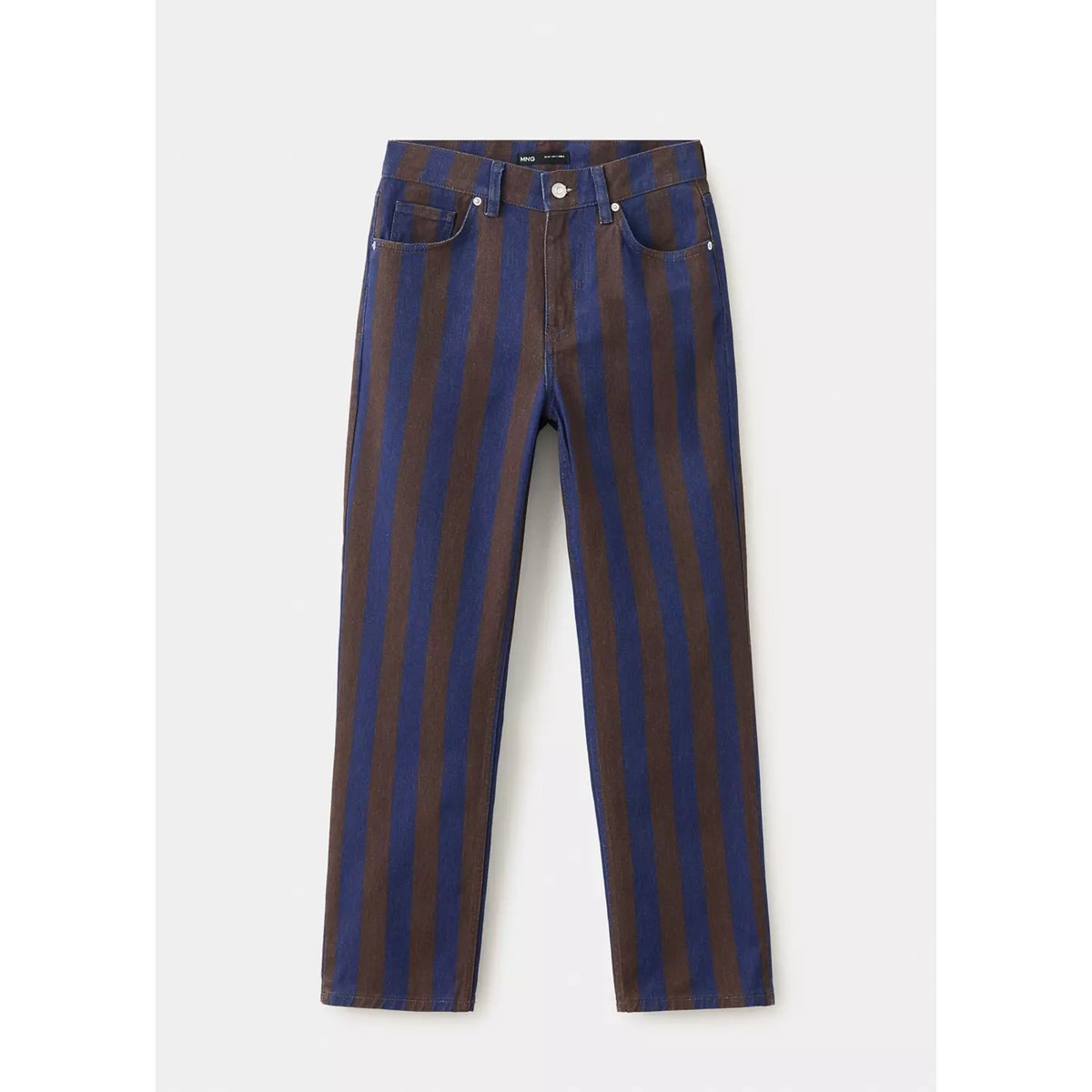 Jean à rayures regular waist bleu, MANGO