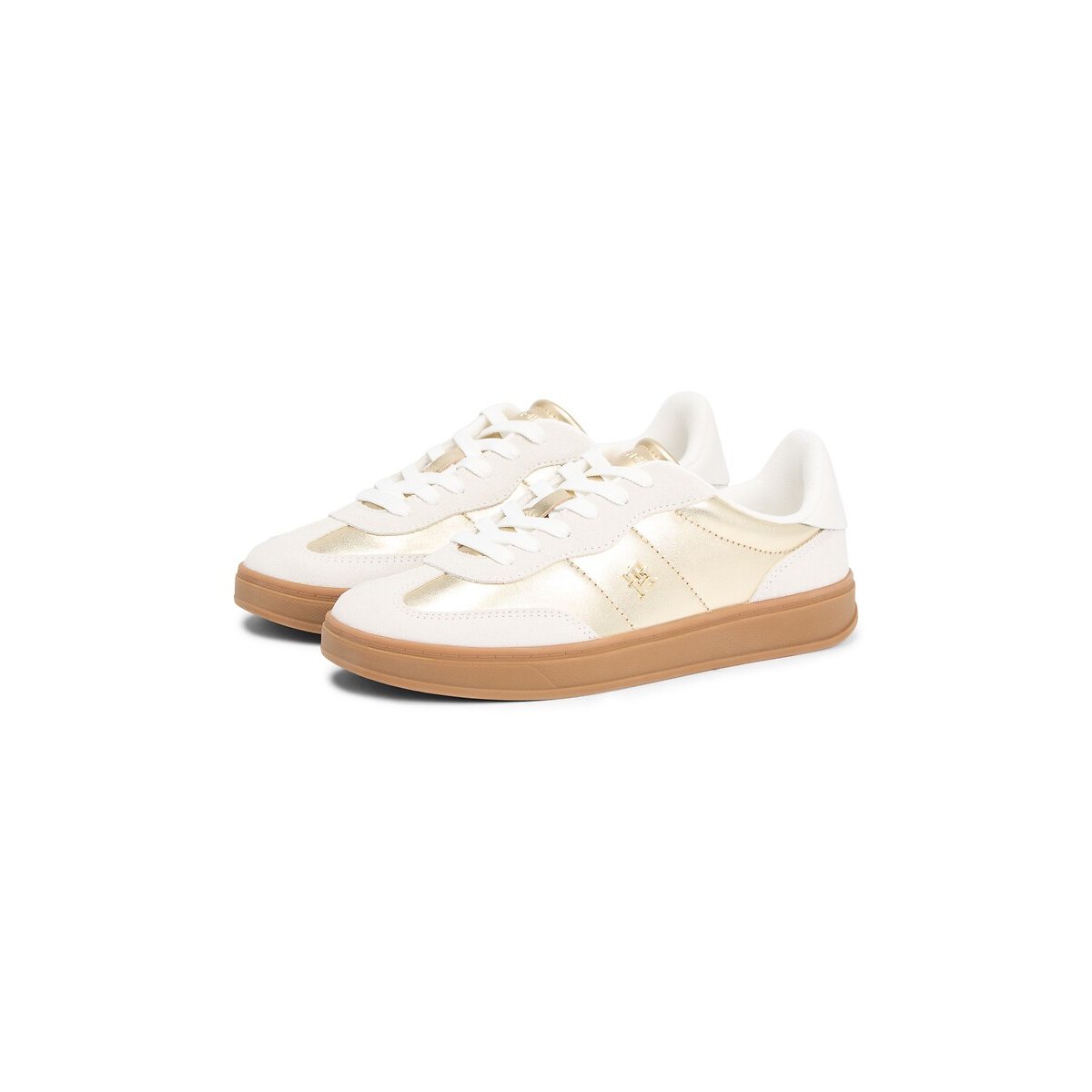 Baskets en cuir Mu Jackie ecru/doré, TOMMY HILFIGER
