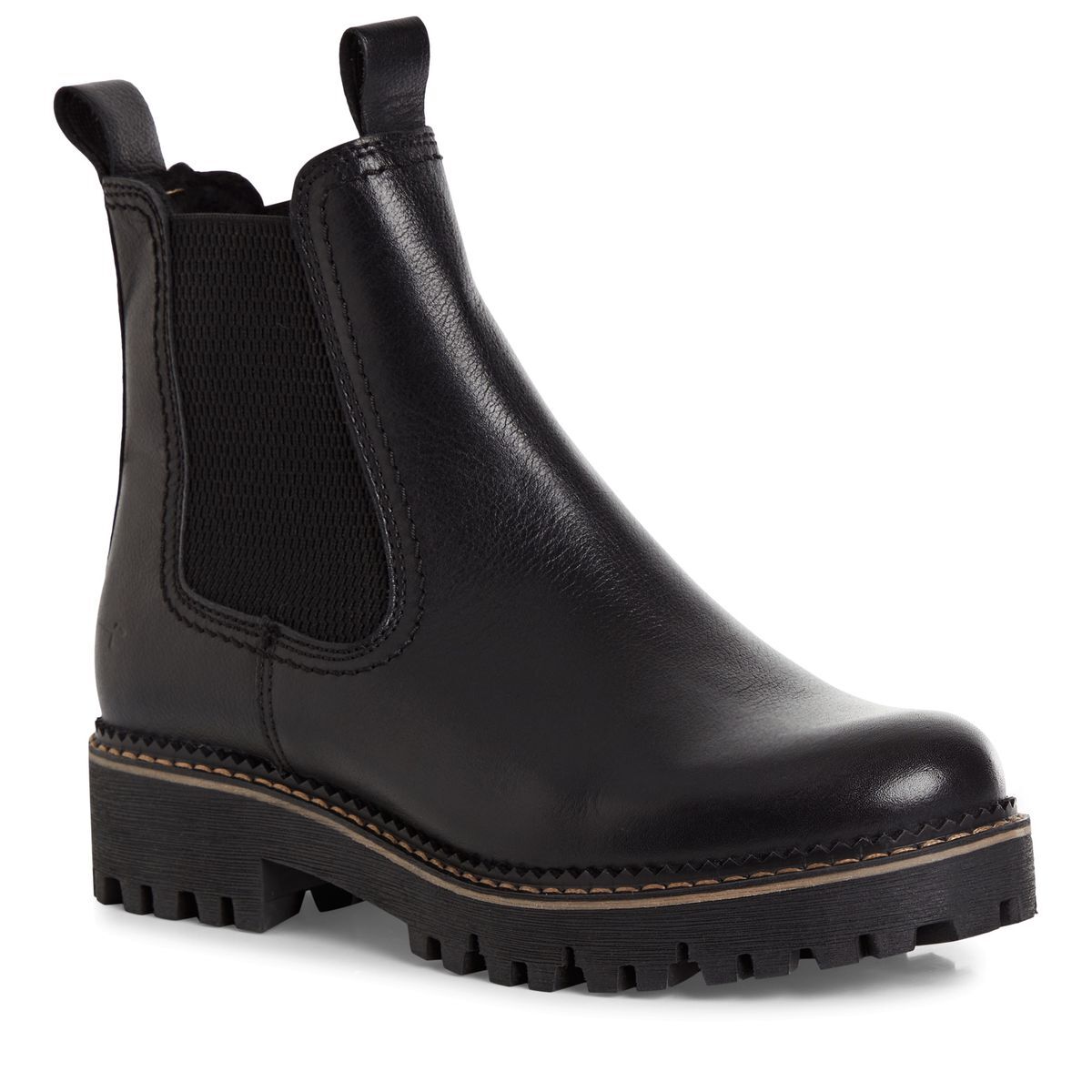 Bottine Chelsea en cuir noir cuir, TAMARIS