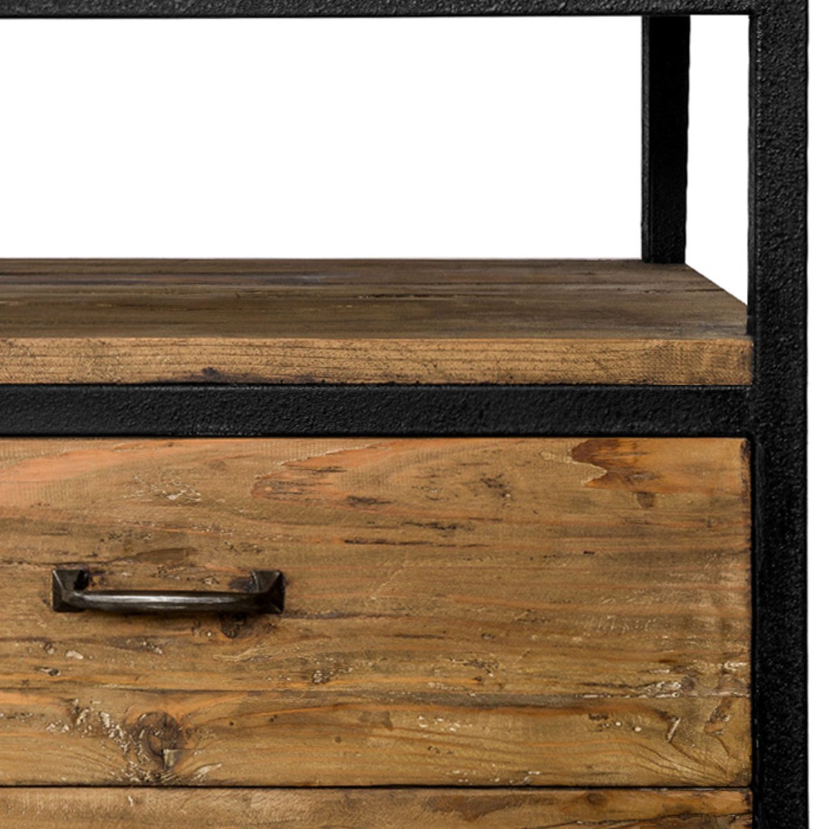 Bibliothèque en bois recyclé 3 tiroirs et 4 étagères - PANAME bois foncé, MAISON PAVANE
