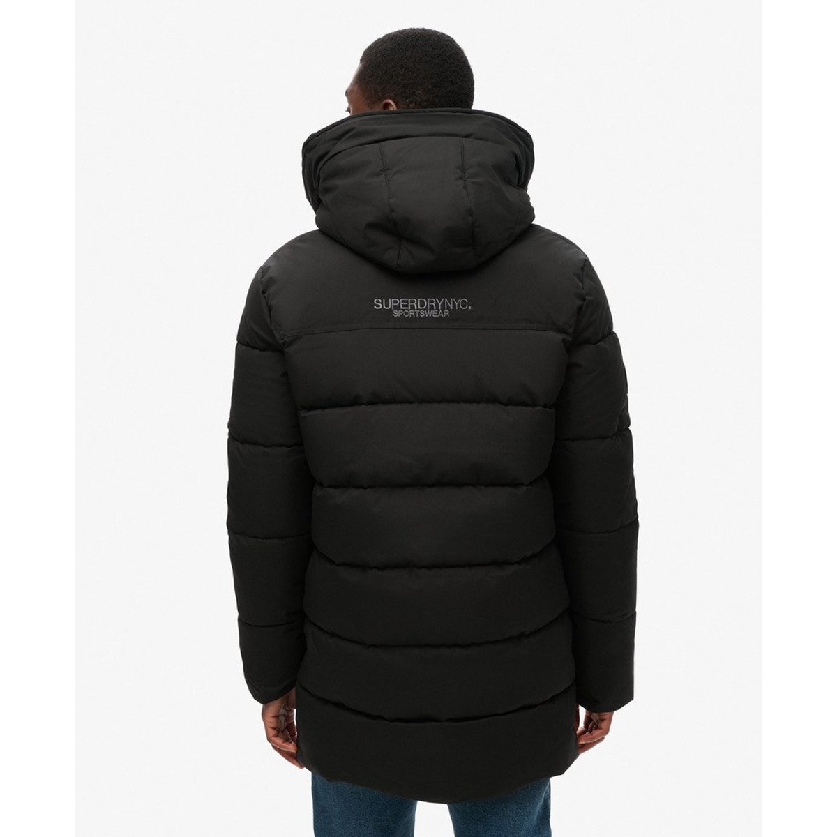 Parka rembourrée à chevrons City noir, SUPERDRY