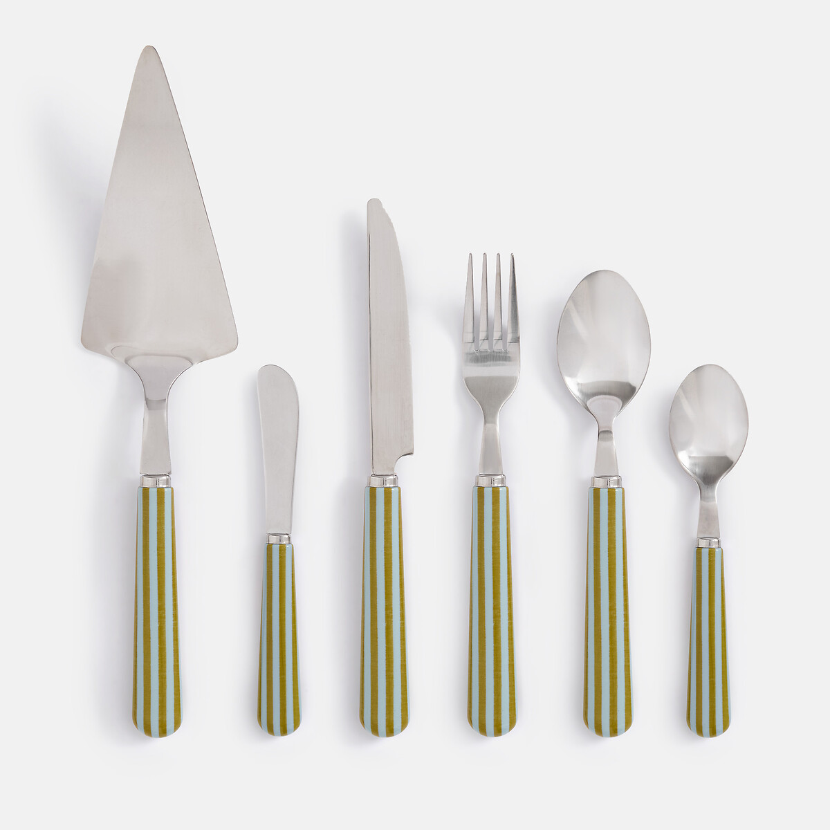 Lot de 4 couteaux à beurre, manches rayés bicolores, LALIE bleu/vert, LA REDOUTE INTERIEURS