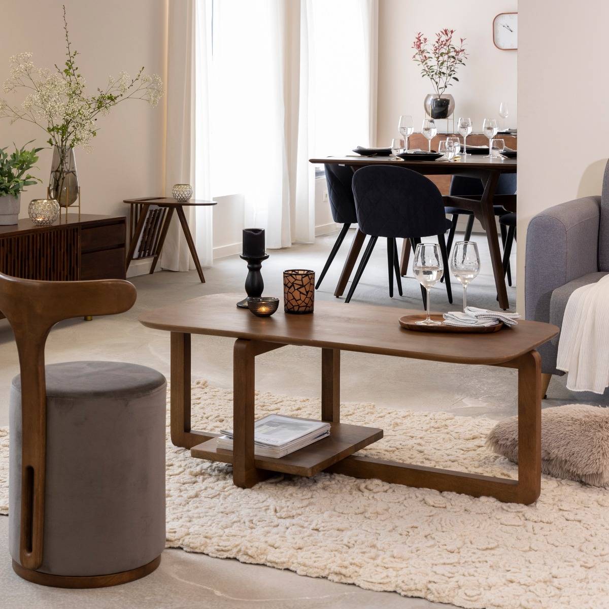 Table basse en bois de manguier ZOLA bois foncé, MADE IN MEUBLES