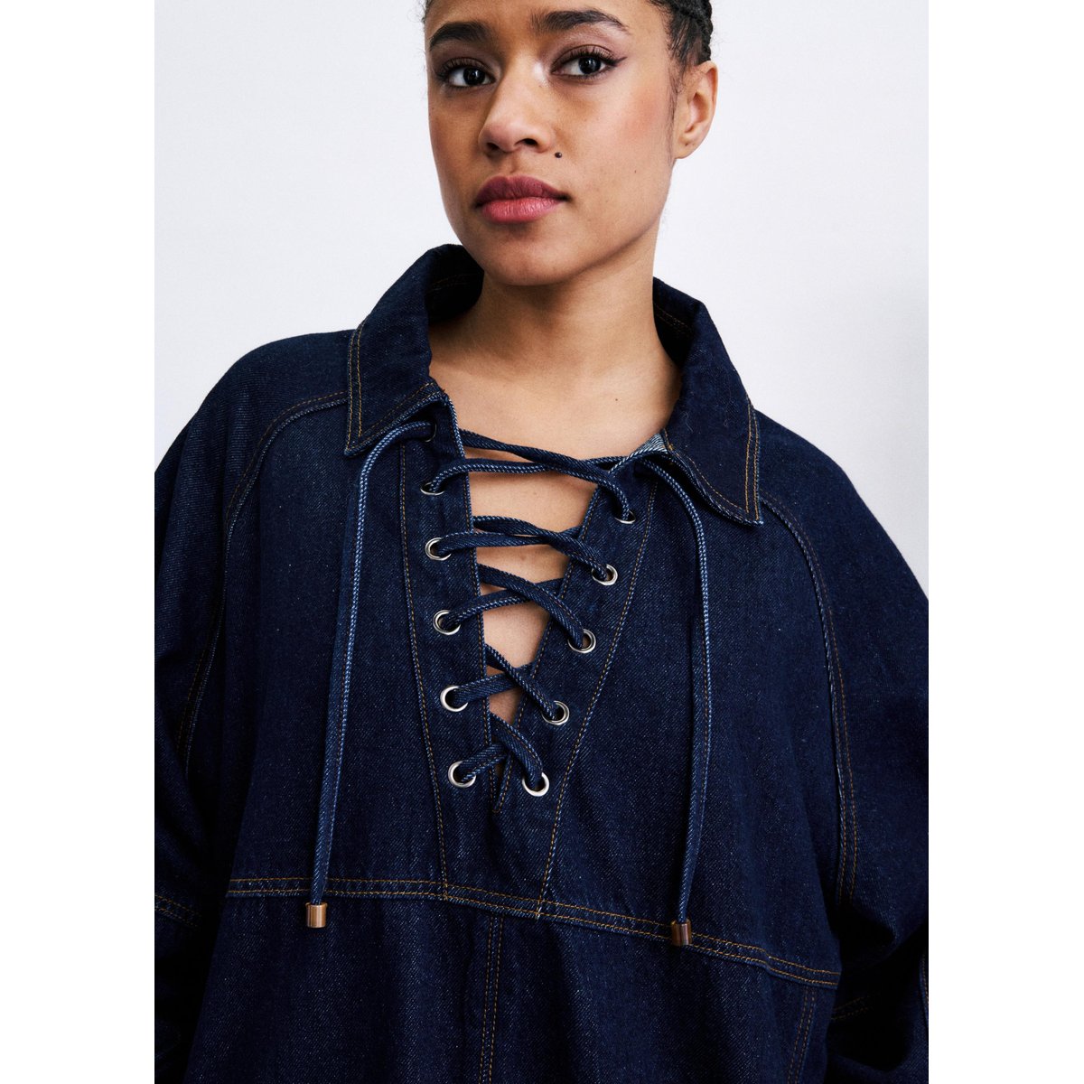 Blouse Sorae en coton SORAE bleu marine, FRNCH