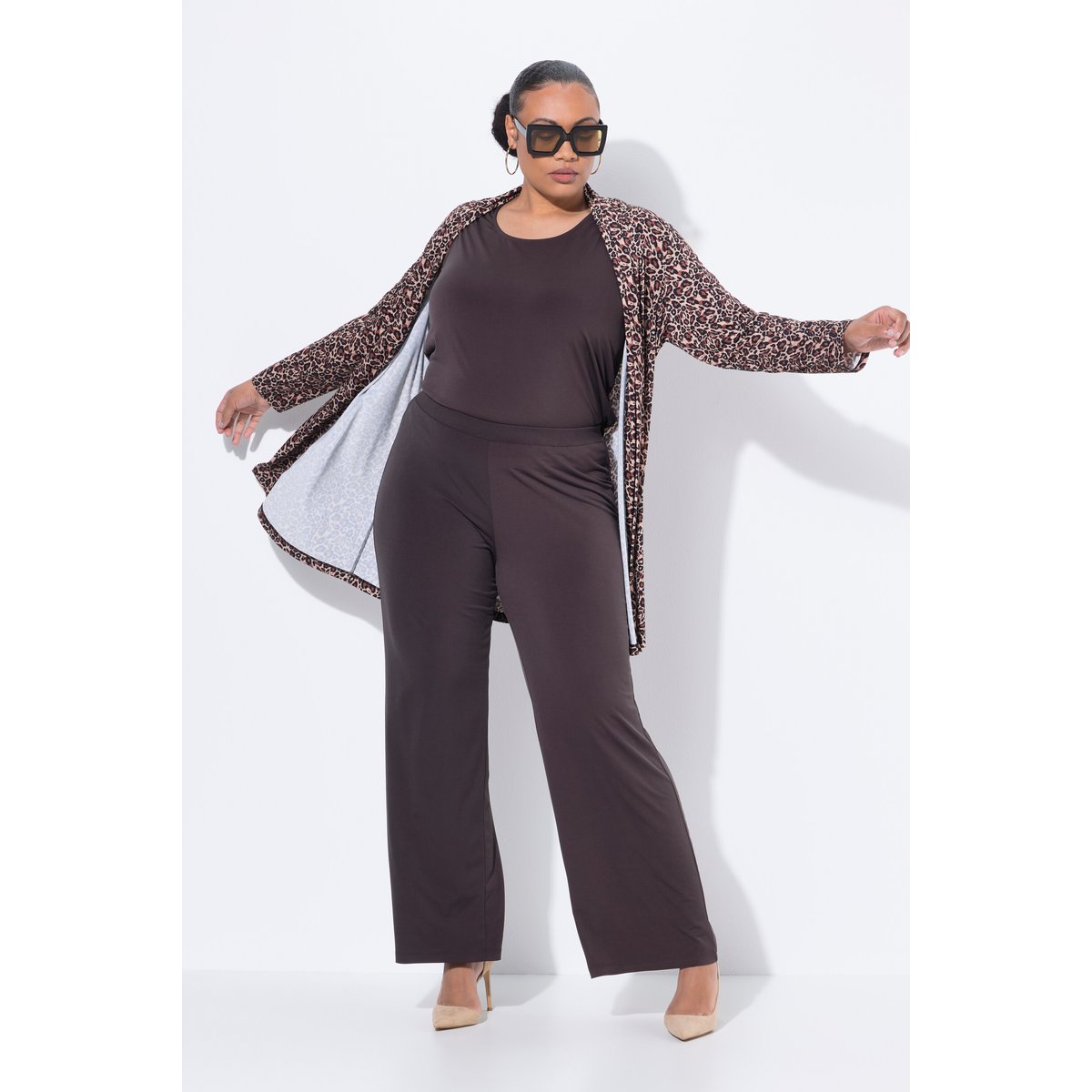 Pantalon en jersey marron foncé, ULLA POPKEN