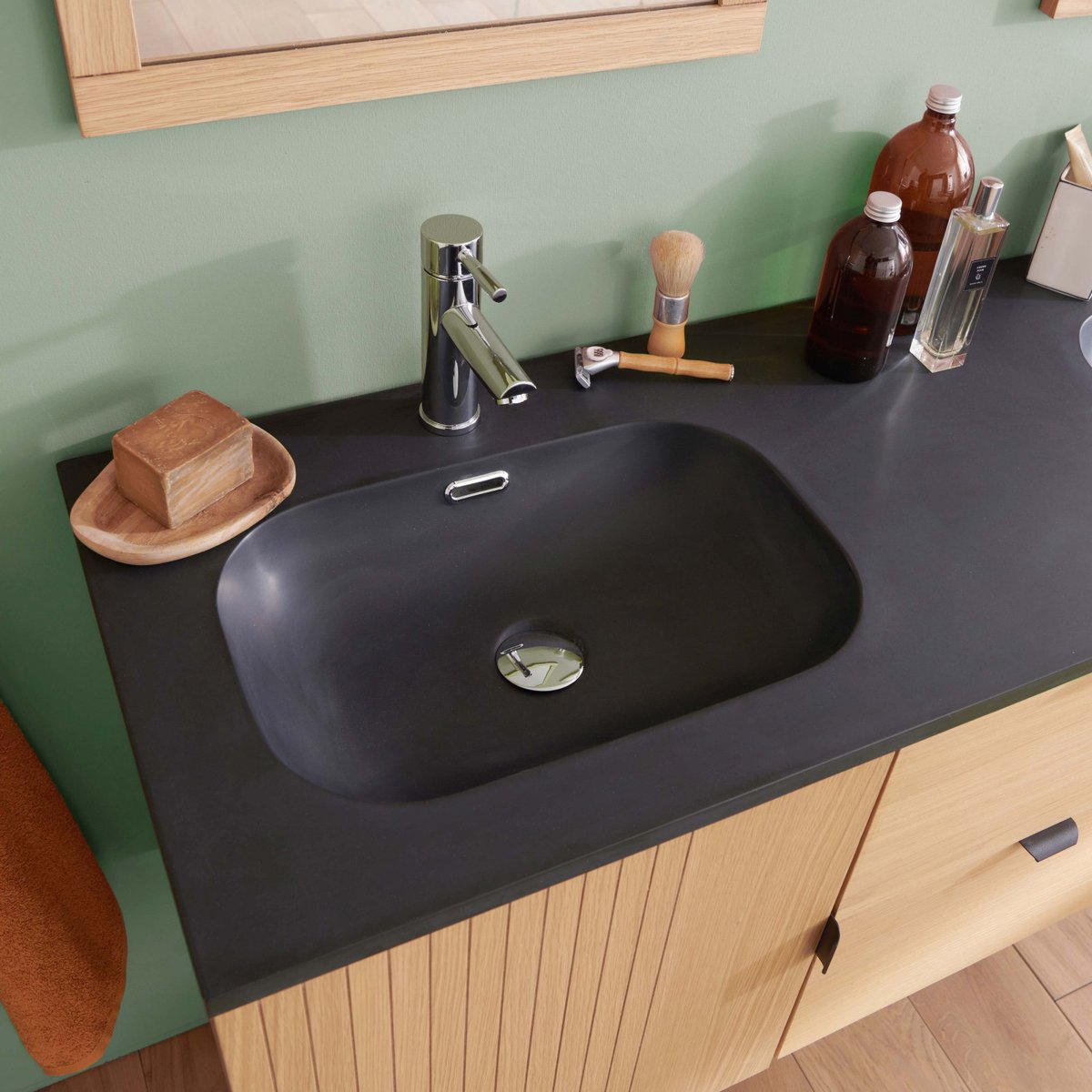 Meuble double vasque + miroir STUDIO bois clair, MOB IN