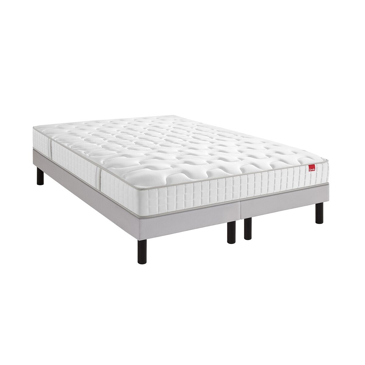 Ensemble matelas 560 ressorts le Poétique + sommier tapissier  gris souris, EPEDA