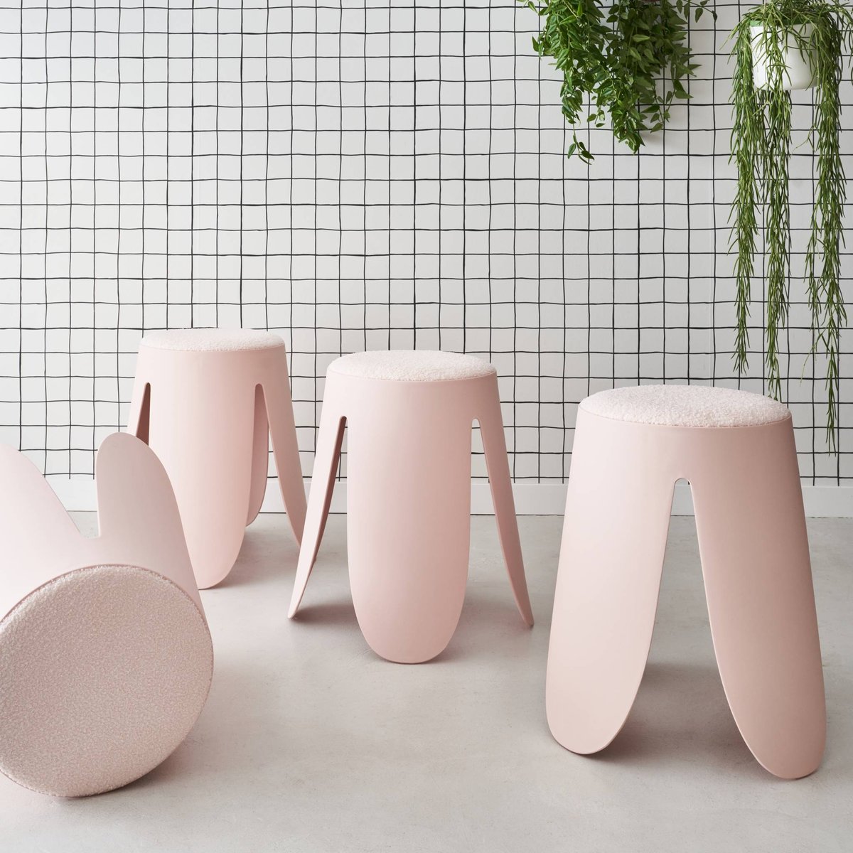 Tabouret empilable bouclette texturée (lot de 4) NIKI terracotta, SWEEEK