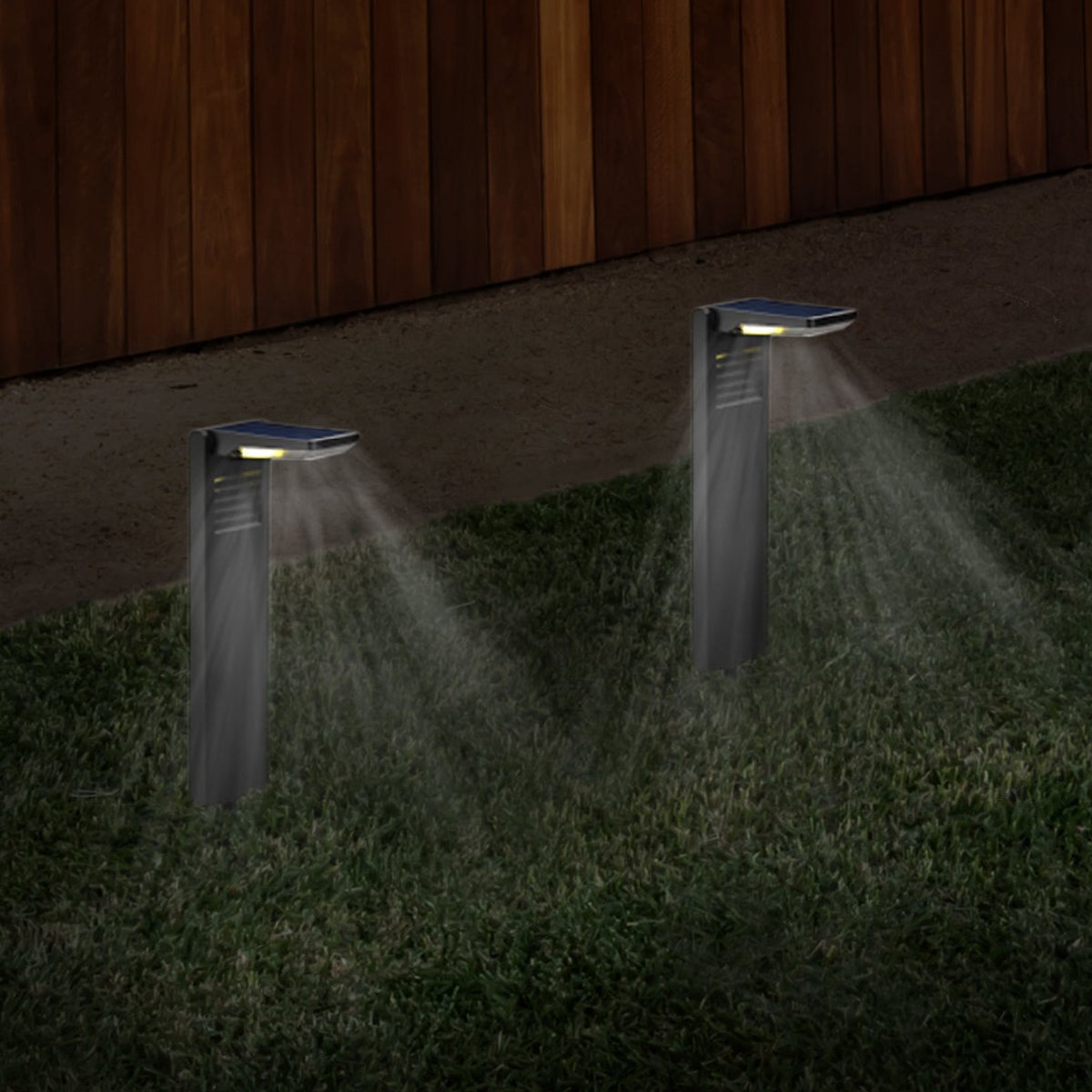 Lot de 2 Potelets solaires 2x OSTRY noir, LUMISKY