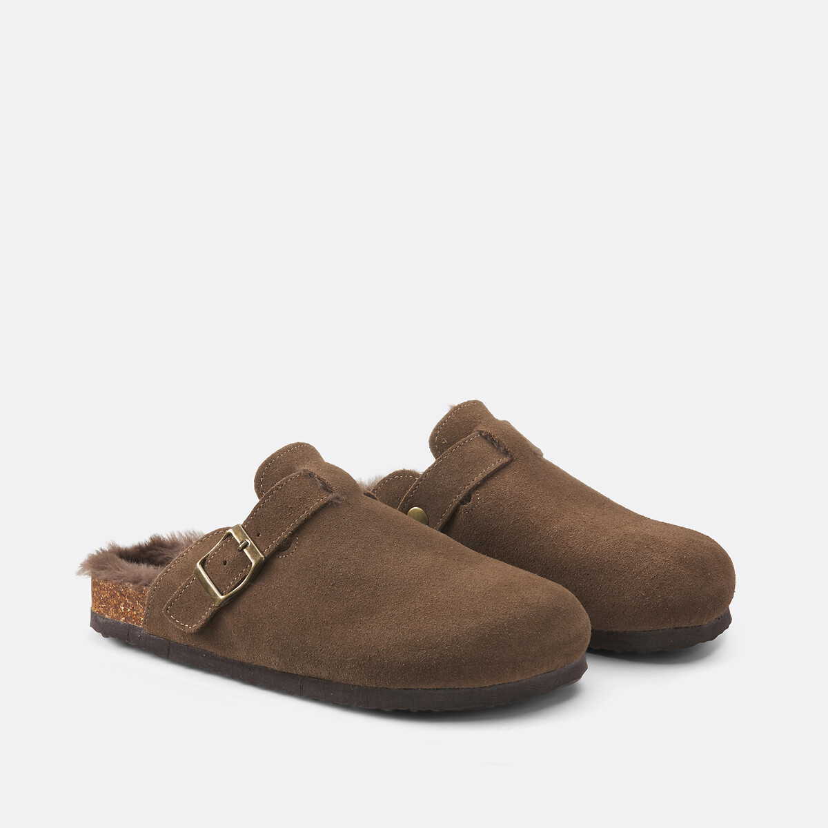 Mules sabots en cuir suédé marron, LA REDOUTE COLLECTIONS