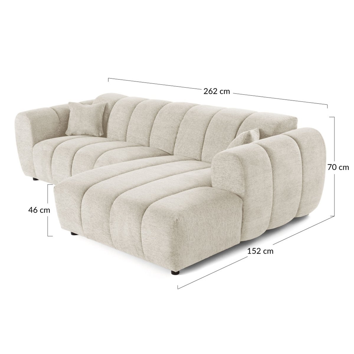 Canapé d'Angle droit 4 places - CURTIS bleu, BEST MOBILIER
