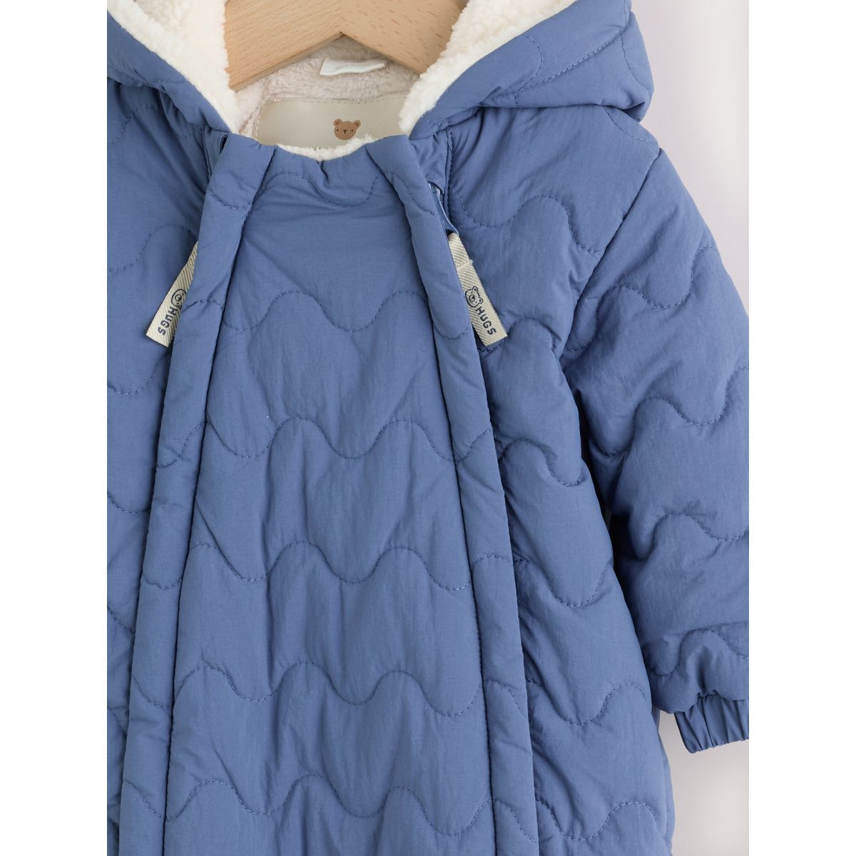 Combinaison nylon bébé à capuche matelassée bleu, NEXT