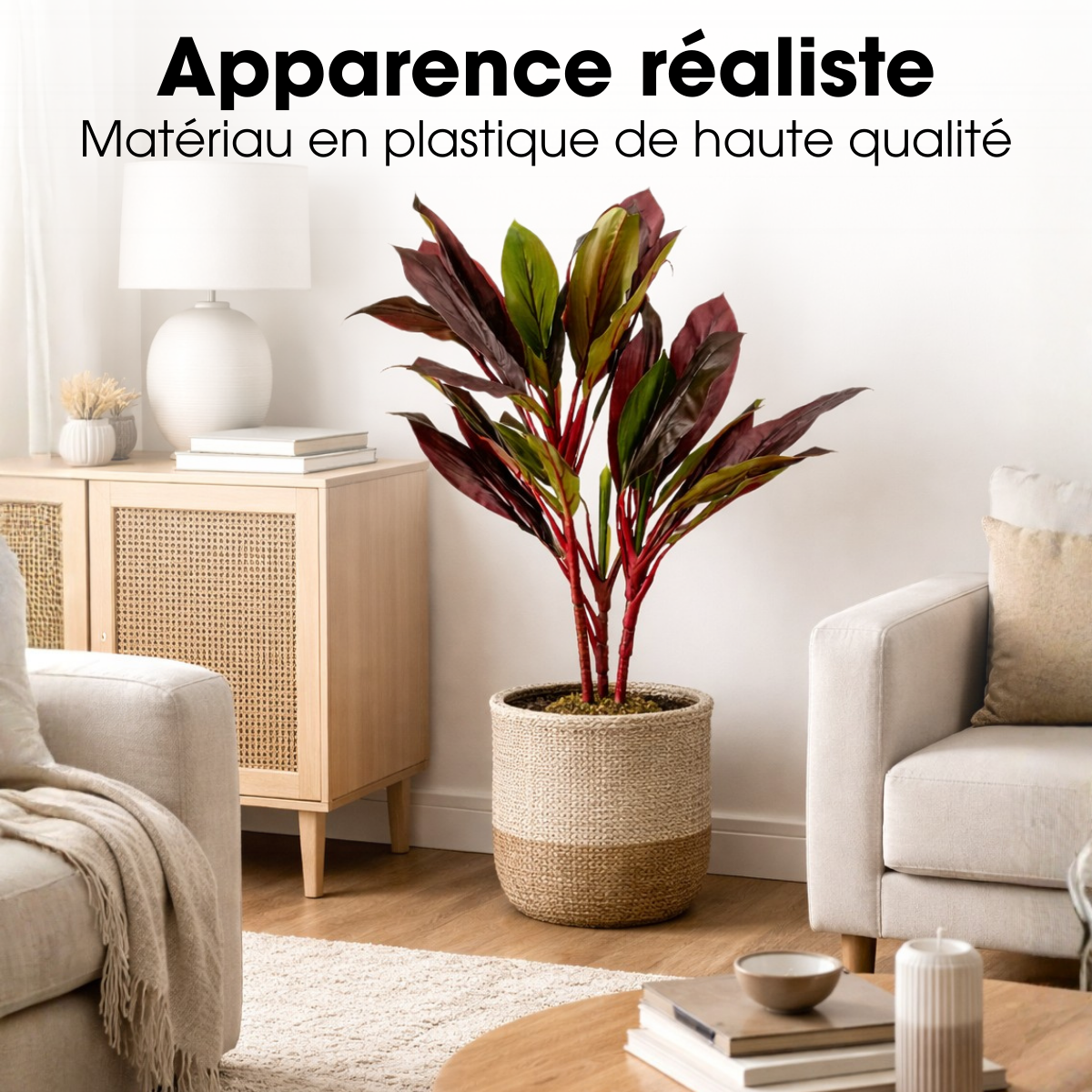 Plante artificielle CORDYLINE rouge, MICA DECORATIONS