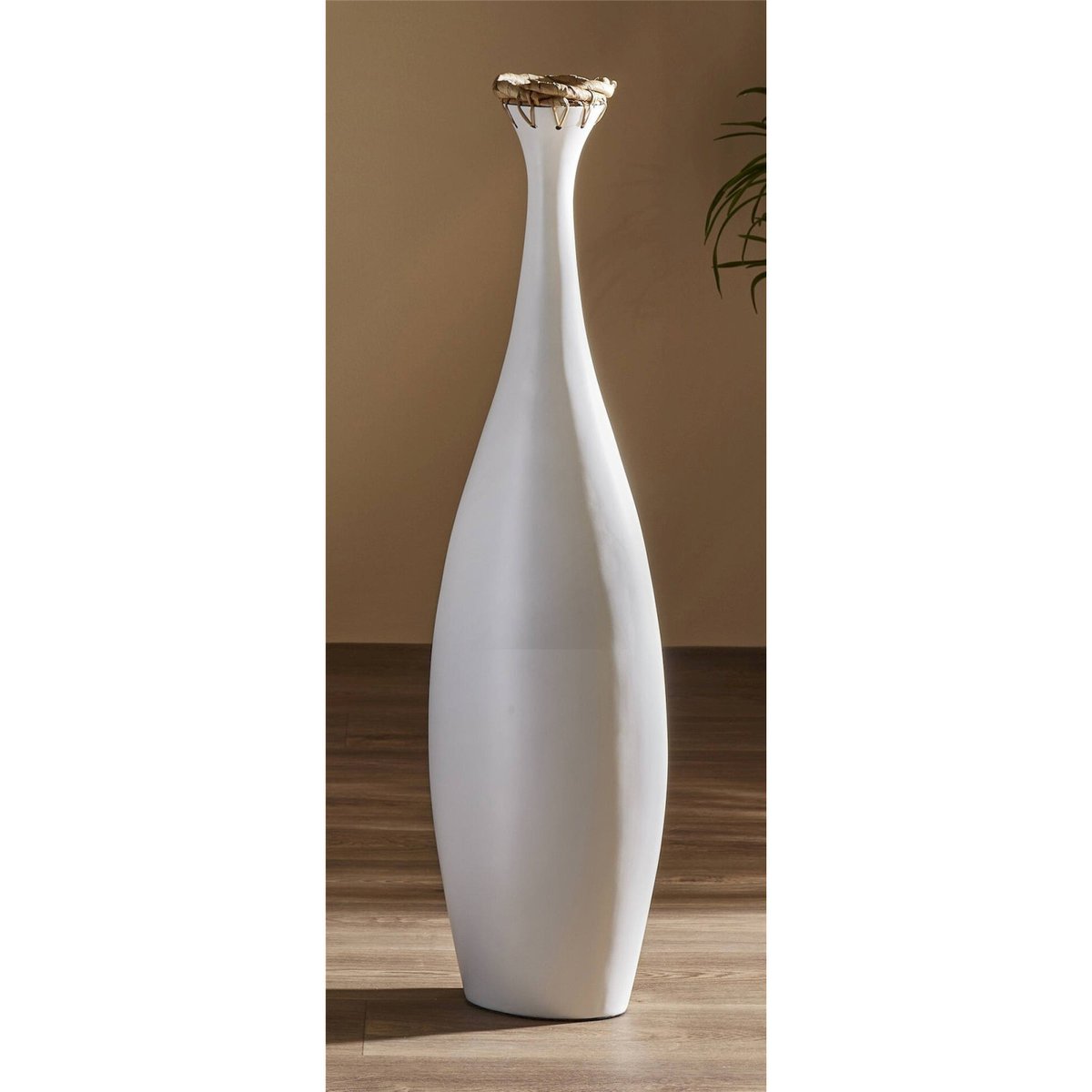 Vase en bambou tressé forme organique blanc et naturel tressage végétal, RECOLLECTION