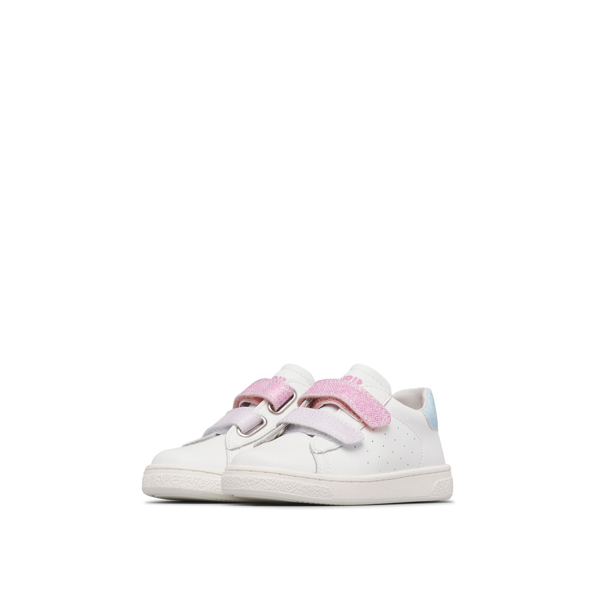 Baskets en cuir HASSELT 2 VL. blanc-fuchsia, NATURINO