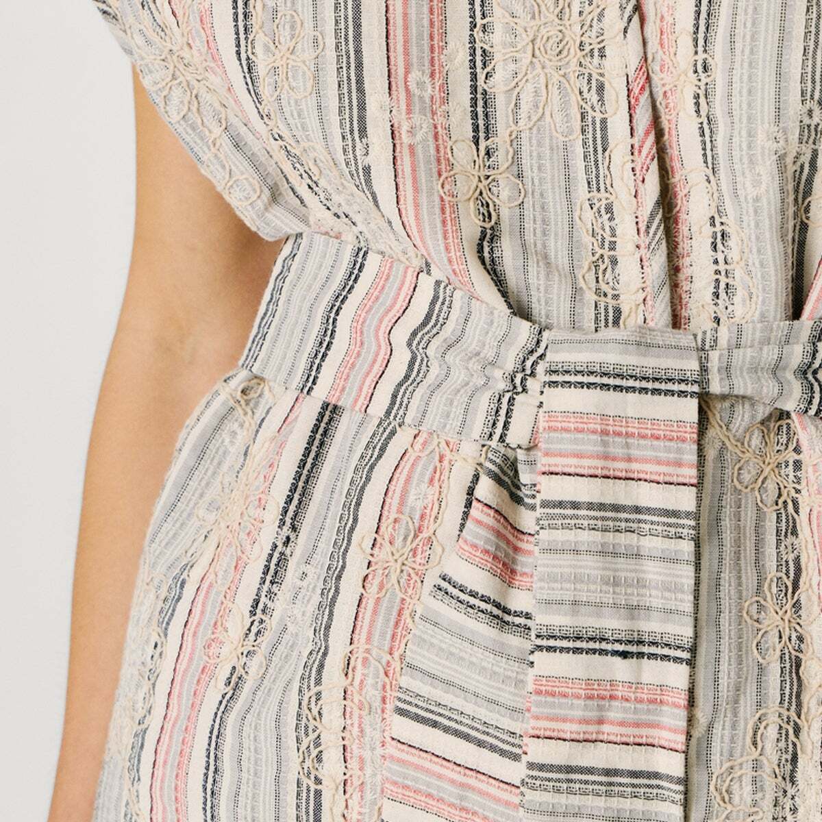 Gilet À Rayures Avec Ceinture blanc, PEPE JEANS