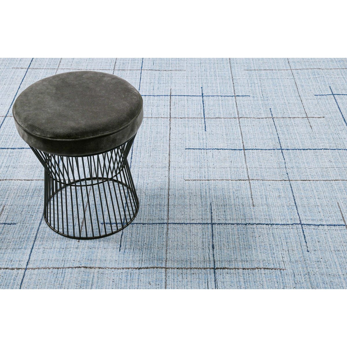 Tapis salon tissé main, laine et Tencel™ , Milly bleu clair, WECON HOME