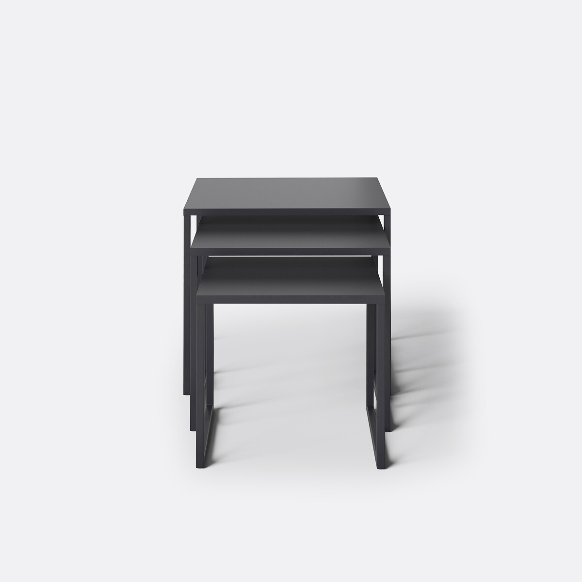 Lot de 3 tables basses gigognes métal acier, Miva noir, LA REDOUTE INTERIEURS