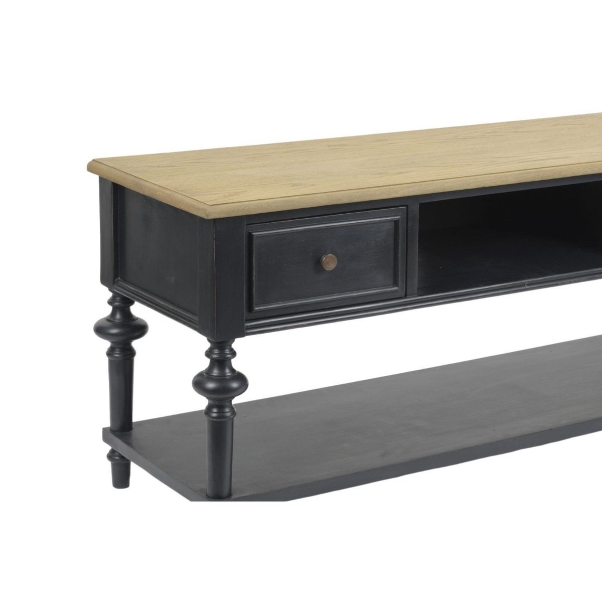 Meuble TV 2 tiroirs en bois massif L120 cm New Légende multicolore, AMADEUS