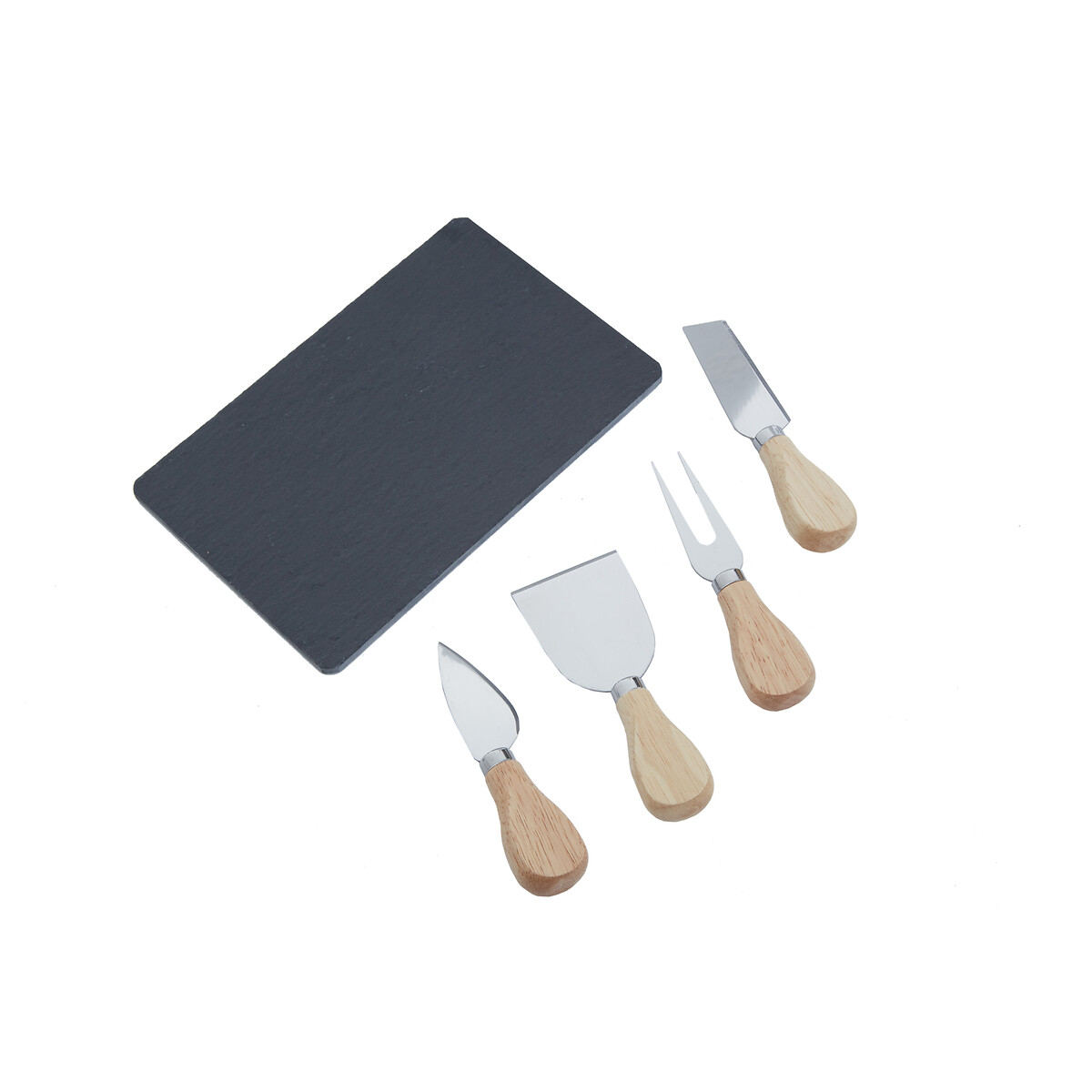 4-Piece Slate Cheese Board & Knives Set black, SO'HOME